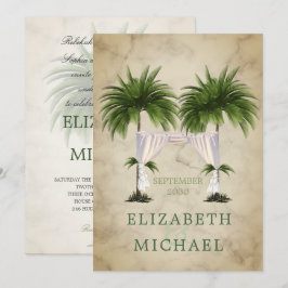 Invitación Chuppah judío Elegante moderna Palm de champán