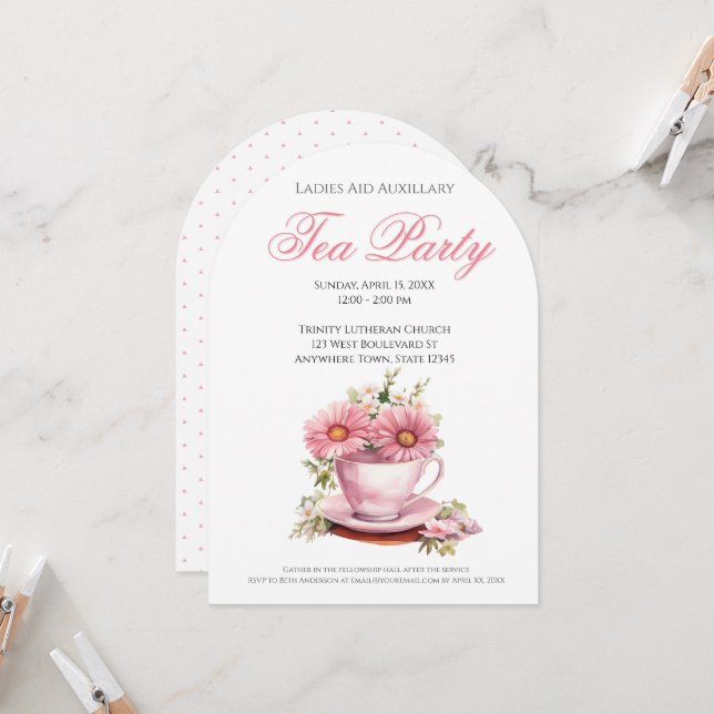 Invitación Church Ladies Tea Fiestas Ideas (Anverso/Reverso In Situ)