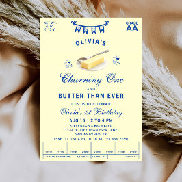 Invitación Churning One Butter Than Ever Buttery 1st Birthday