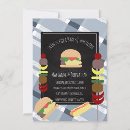 Invitación Churrasco en el patio trasero para baby shower Pla