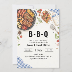 Invitación Churrasco en el patio trasero para la fiesta de be