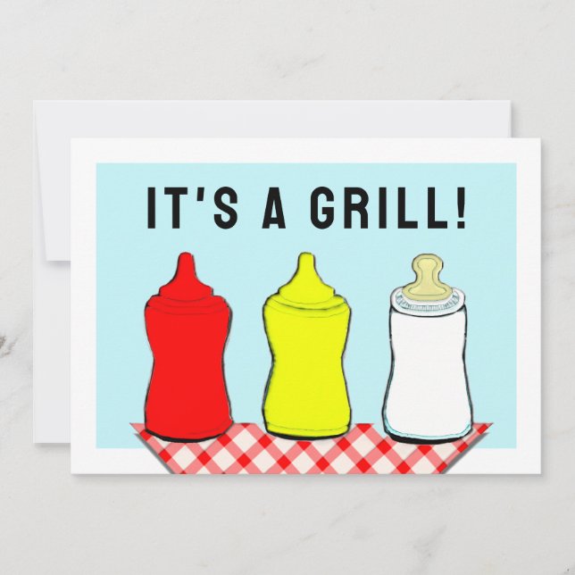 Invitación Churrasco para baby shower de verano (Anverso)