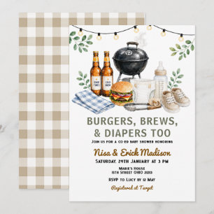 Invitación Churrascos, Cervezas y Pañales También Baby Shower