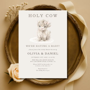 Invitación Chuva de Bebé Niña Vaca de las Tierras Altas La Va