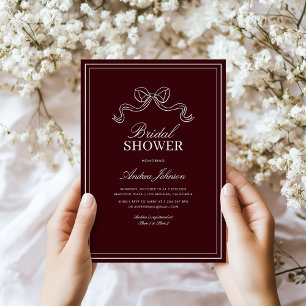 Invitación Chuva de Noiva Moderna em Borgonha Elegante Atempo