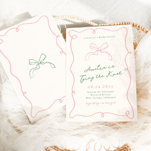 Invitación Chuveiro de Noiva Verde y Rosa Caprichoso Dibujado