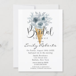Invitación Cian Blue Tan Peony Ice Cream Cone Brillante Ducha