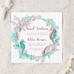 Invitación Cian y lavanda bajo el mar dulce dieciséis<br><div class="desc">Personalice esta invitación de cumpleaños bajo el mar que incluye caballitos de mar,  estrellas,  conchas y arrecifes de coral. Para una personalización más avanzada de este diseño,  haga clic en el BOTÓN HERRAMIENTA DE DISEÑO AZUL de arriba. También están disponibles los elementos coincidentes.</div>