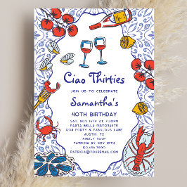 Invitación Ciao 30s Italian Seafood Wine Dinner 40th Birthday