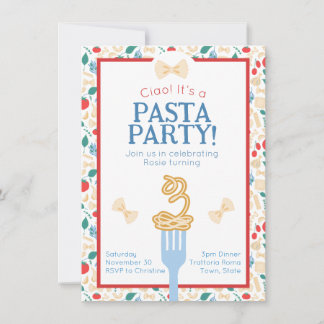 Invitación Ciao: 3 cumpleaños, pasta Fiesta, comida italiana