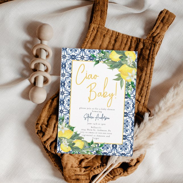 Invitación ¡Ciao acuarela, bebé! Lemon Baby Shower (Subido por el creador)
