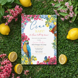 Invitación Ciao Baby Baldosa Azul Italiana Limones Baby Showe