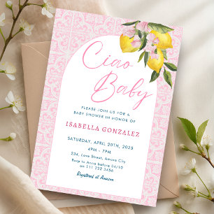 Invitación Ciao Baby Bambina Amalfi Italiano Baby Shower