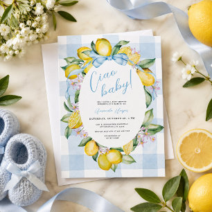 Invitación Ciao Baby Bambino Limón Fiesta de Bienvenida para 
