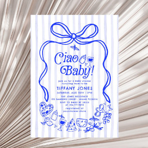 Invitación Ciao Baby Blue Italiano Lemons Baby Shower