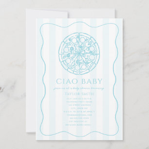 Invitación Ciao Baby Blue Pizza Boy Fiesta de Bebé