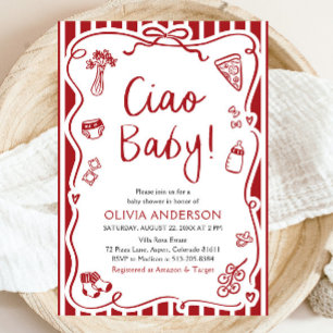 Invitación Ciao Baby Caprichosa Pizza Italiana Fiesta de Bebé