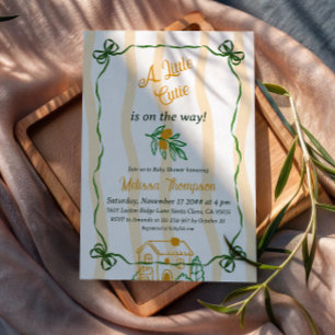 Invitación Ciao Baby Citrus Baby Shower Naranja Italiano