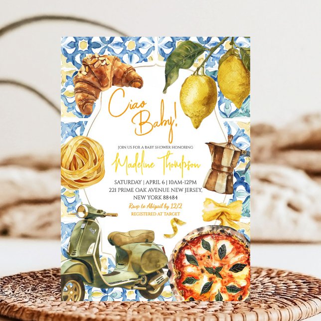 Invitación Ciao Baby Citrus Lemon Italiano Tema Baby Shower (Subido por el creador)