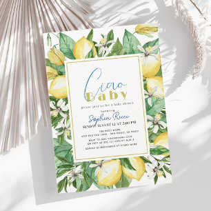 Invitación Ciao Baby Citrus Limón Aquarela Baby Shower