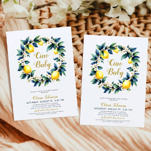 Invitación Ciao Baby Corona de Limón Baby Shower Amalfi Citru
