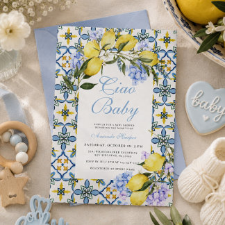 Invitación Ciao Baby Costa Amalfi Limón Italia Fiesta de Bebé