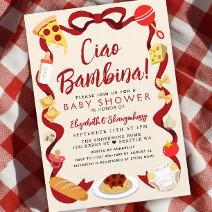 Invitación Ciao Baby Divertida Fiesta de Pizza Italiana para