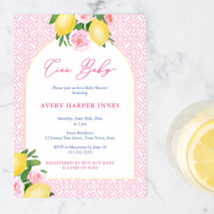 Invitación Ciao Baby Fiesta de Bebé con Estilo Italiano con L