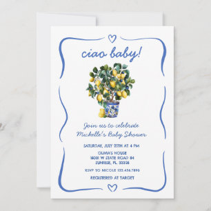 Invitación Ciao Baby Fiesta Italiana de Limón para el Bebé