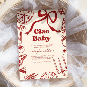 Invitación Ciao Baby Fiesta Italiana de Pizza para Baby Showe