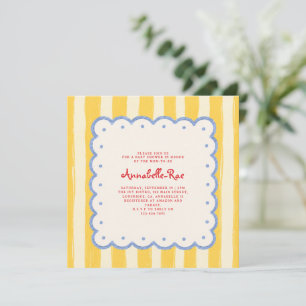 Invitación Ciao Baby Fiesta Italiana de Raya Amarilla para Ba