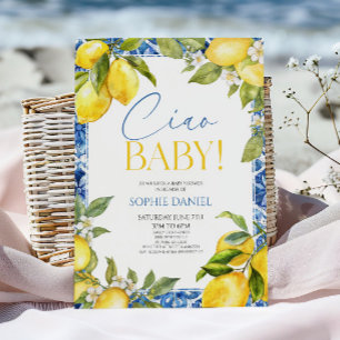 Invitación ¡Ciao Baby! Floral Limón Mediterráneo Baby Shower