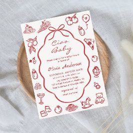 Invitación Ciao Baby Hand dibujó Baby Shower de limón italian