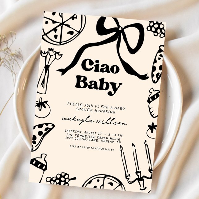 Invitación Ciao Baby Italian Pizza Hand Drawn Baby Shower (Subido por el creador)