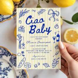 Invitación Ciao Baby Italiano Bambino Mano Dibuja Baby Shower
