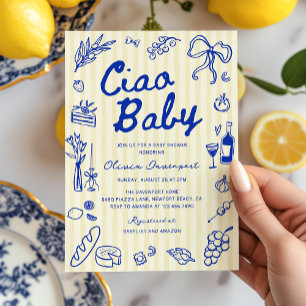 Invitación Ciao Baby Italiano Bambino Mano Dibuja Baby Shower