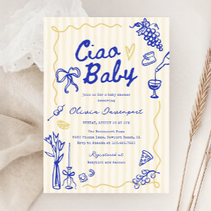 Invitación Ciao Baby Italiano Bambino Mano Dibuja Baby Shower