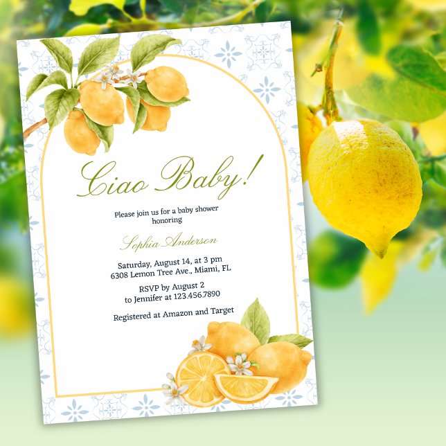 Invitación Ciao Baby Italiano Lemon Baby Shower (Subido por el creador)