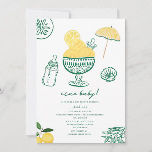 Invitación Ciao Baby Italiano Limón Neutral Baby Shower