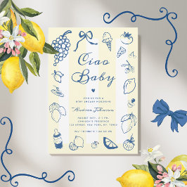 Invitación Ciao Baby Italiano Mano Drake Lemon Baby Shower