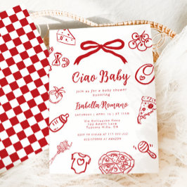 Invitación Ciao Baby Italin Hand drawn Pizza Baby shower