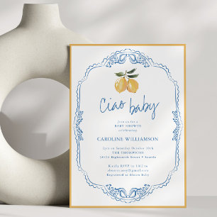Invitación Ciao Baby Lemon Azul y Amarillo Baby Shower