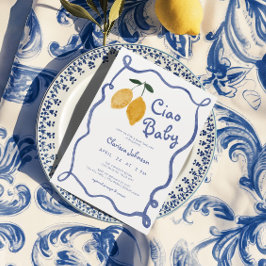 Invitación Ciao Baby Lemon Italiano Amalfi Boys Baby Shower