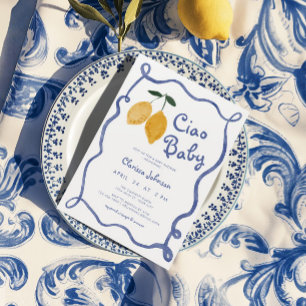 Invitación Ciao Baby Lemon Italiano Amalfi Boys Baby Shower