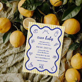 Invitación Ciao Baby Lemon Italiano Mano Dibujada Baby Shower