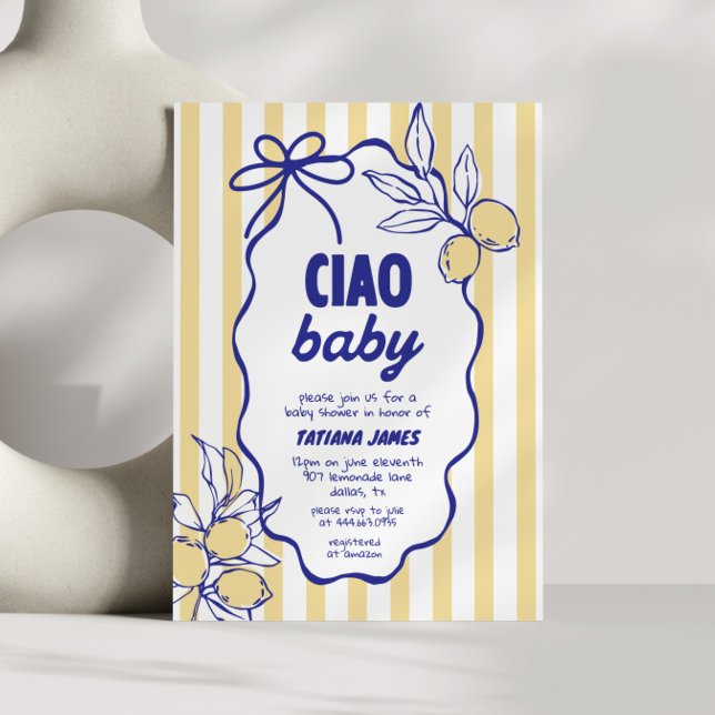 Invitación CIAO BABY Lemon Mediterranean Amalfi Baby Shower (Subido por el creador)