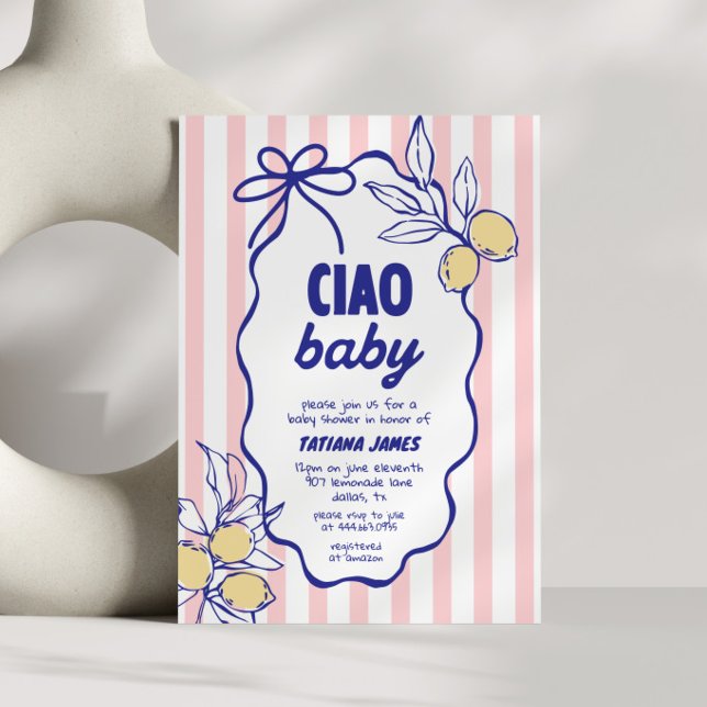 Invitación CIAO BABY Lemon Mediterranean Amalfi Baby Shower (Subido por el creador)