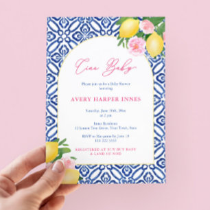 Invitación Ciao Baby Limones Rosa Cobalto Azul Niña Baby Show