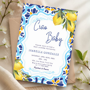 Invitación Ciao Baby Mediterranean Majolic Tiles Shower