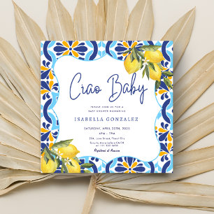 Invitación Ciao Baby Mediterranean Majolica Tile Lemon Shower